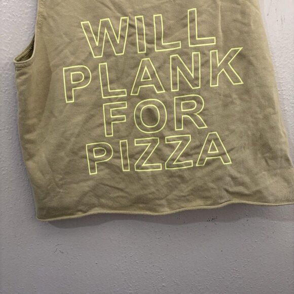 Aerie OFFLINE Will Plank For Pizza Crop Tank Top Green Tie Back Size Small - Picture 3 of 10